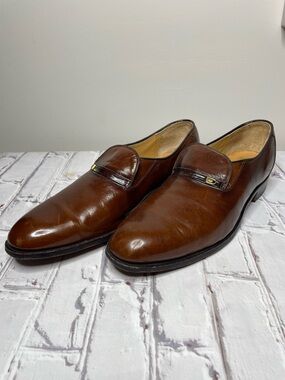 Dacks Vintage Men's Brown Leather Slip-On Dress Loafers